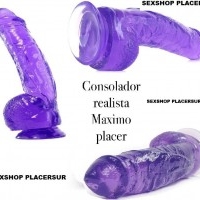 CONSOLADOR MORADO REALISTICO CON SOPAPO 